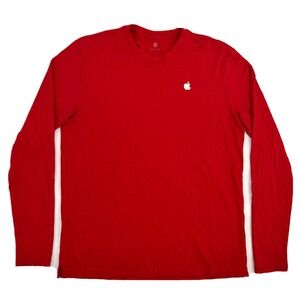 Apple Employee Shirt‎ Adult Small Red Long Sleeve Crew Embroidered Chest Logo